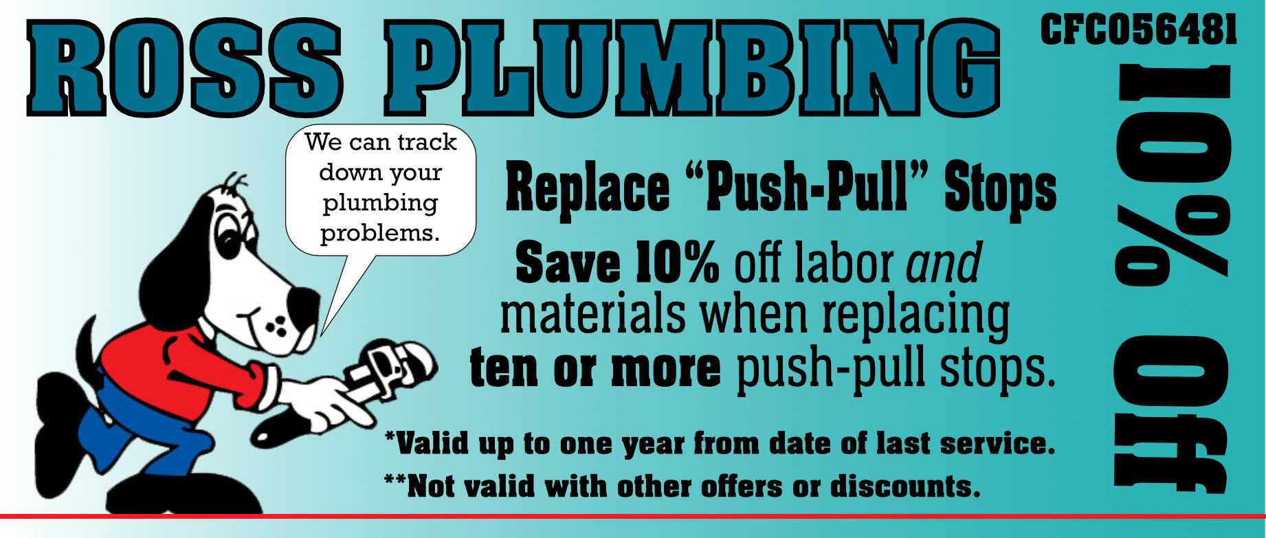 10% off push pull stops, new